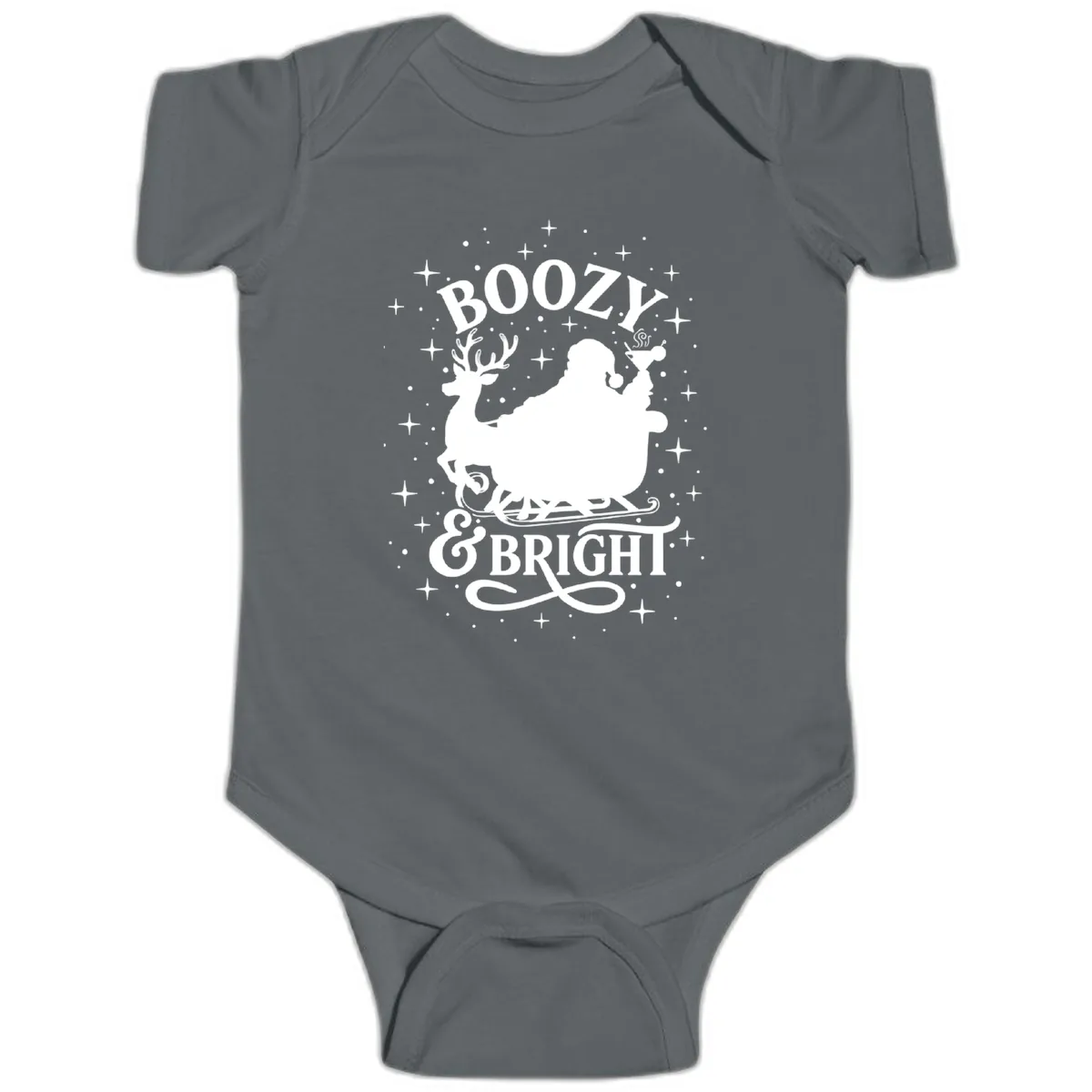 Boozy & Bright Christmas Design Baby Onesie in Charcoal