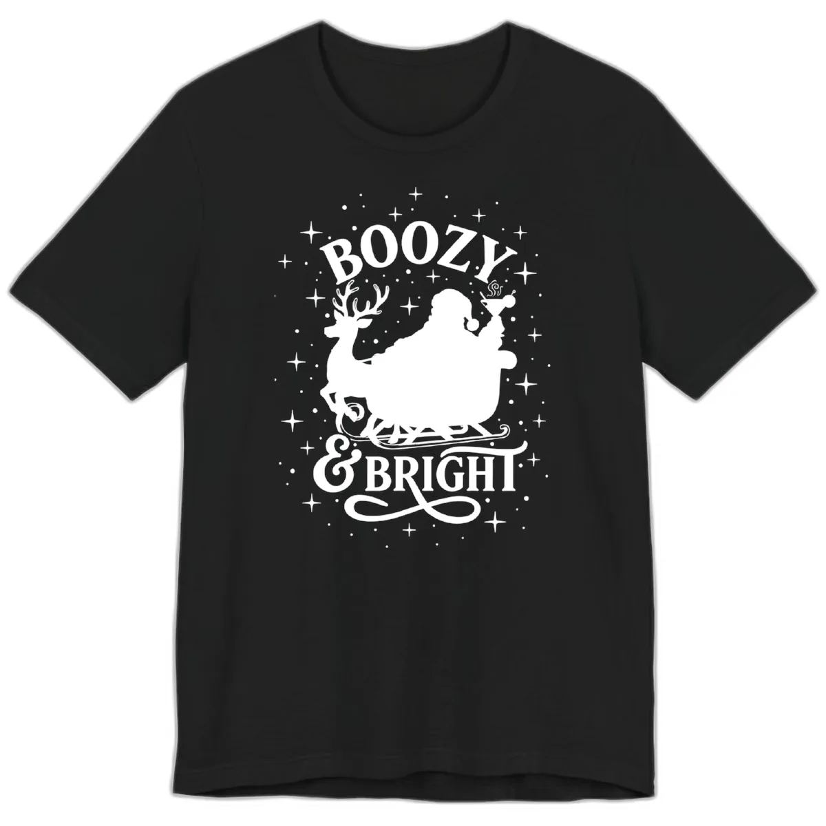 Boozy & Bright Christmas Design Premium T-Shirt in Black