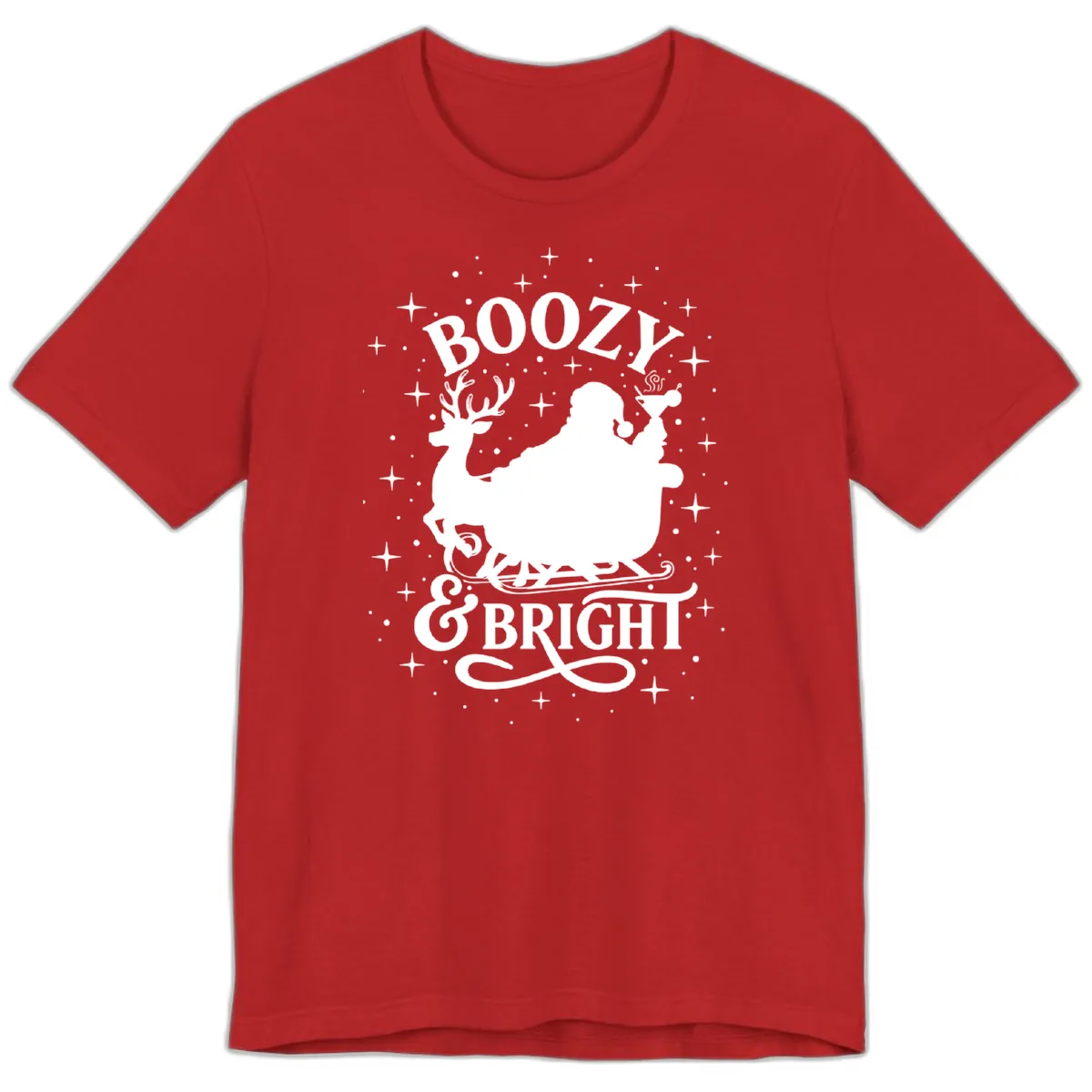Boozy & Bright Christmas Design Premium T-Shirt in Red