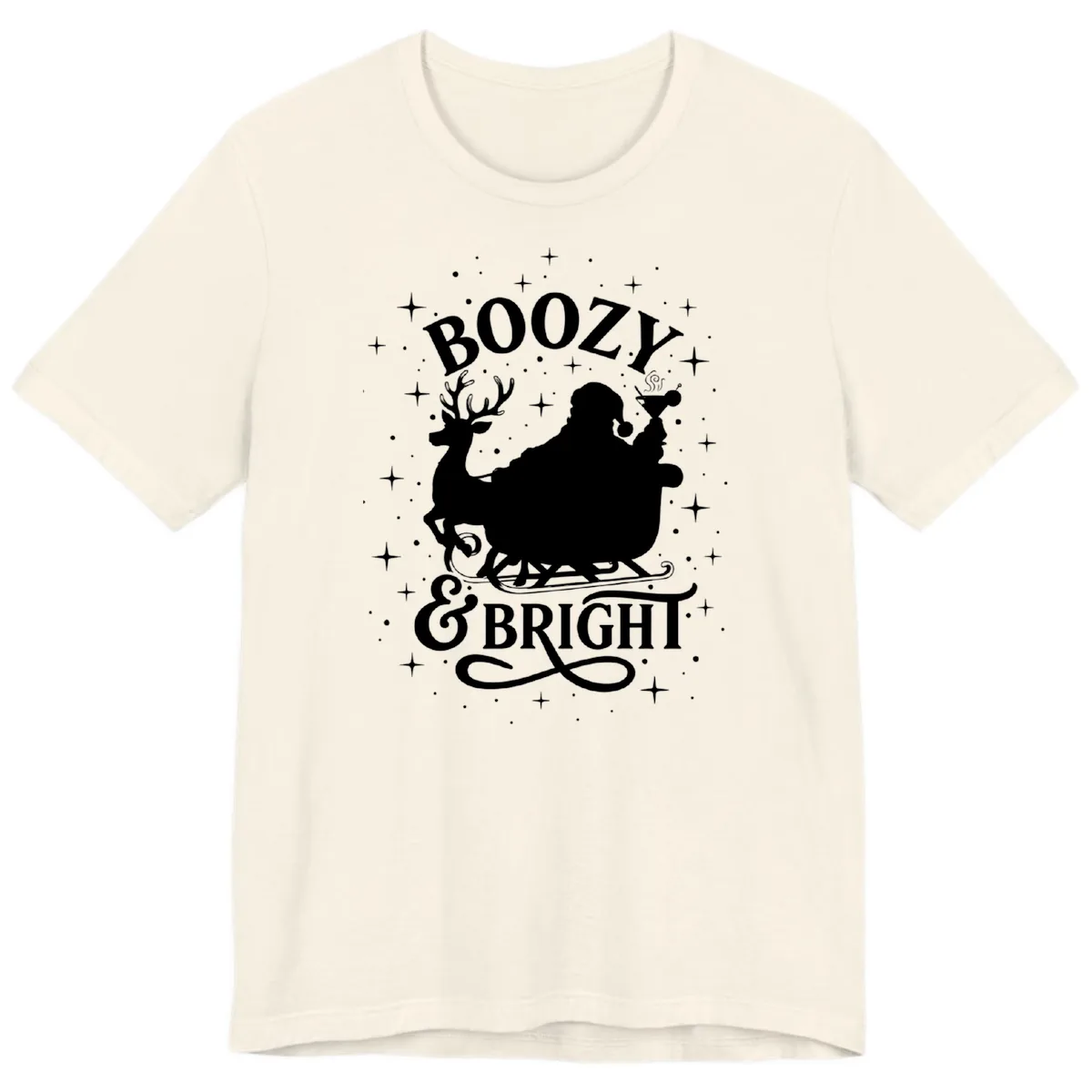 Boozy & Bright Christmas Design Premium T-Shirt in Natural