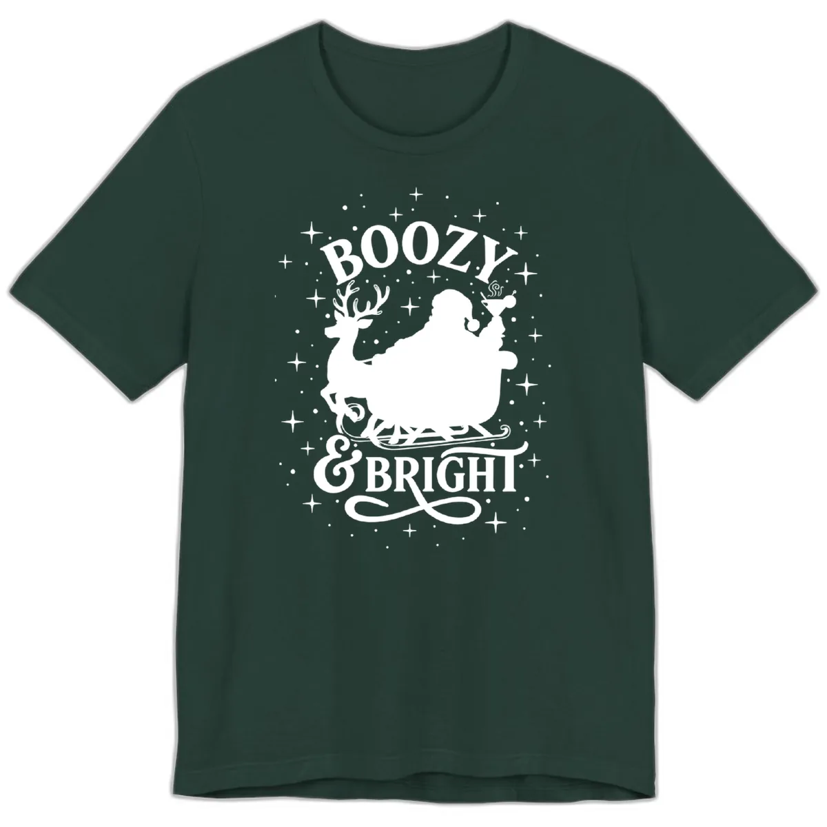 Boozy & Bright Christmas Design Premium T-Shirt in Forest
