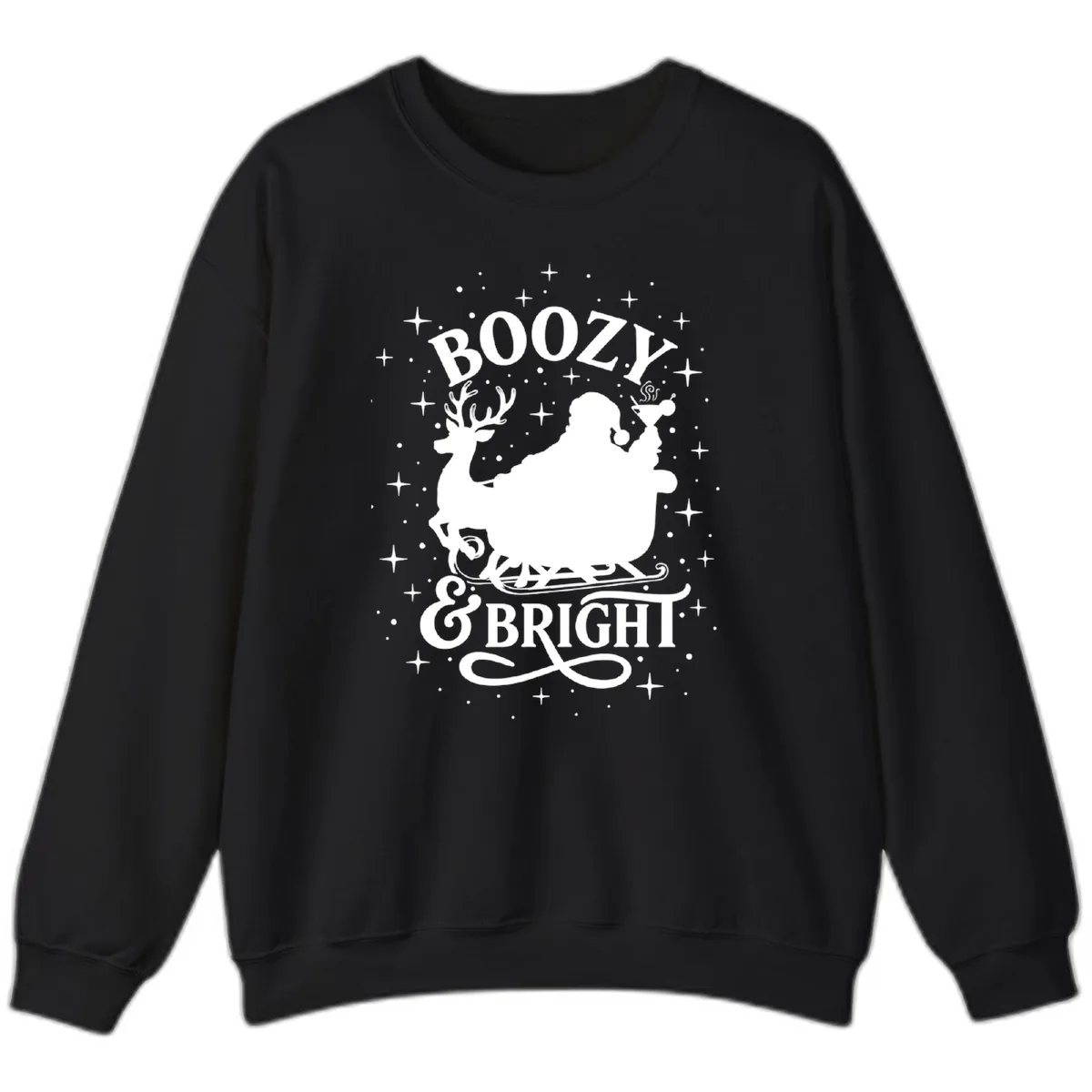 Boozy & Bright Christmas Design Sweatshirt in Black