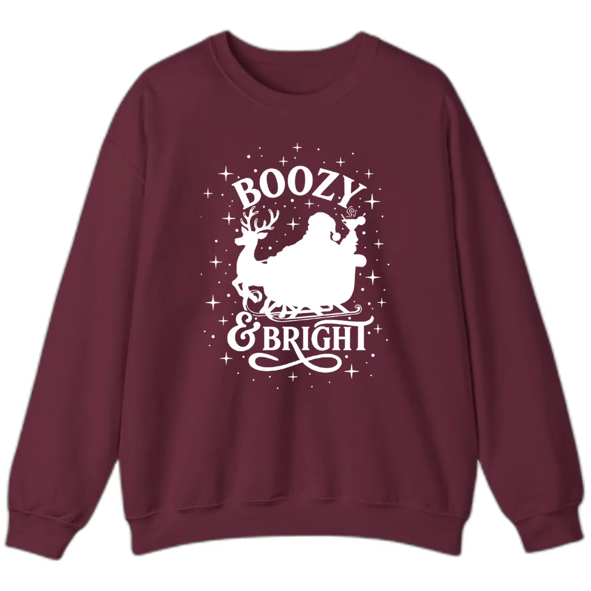 Boozy & Bright Christmas Design Sweatshirt in Maroon