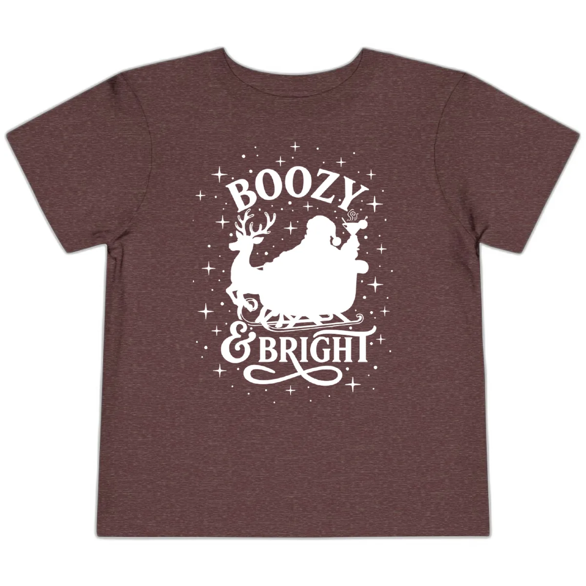 Boozy & Bright Christmas Design Toddler T-Shirt in Heather Maroon