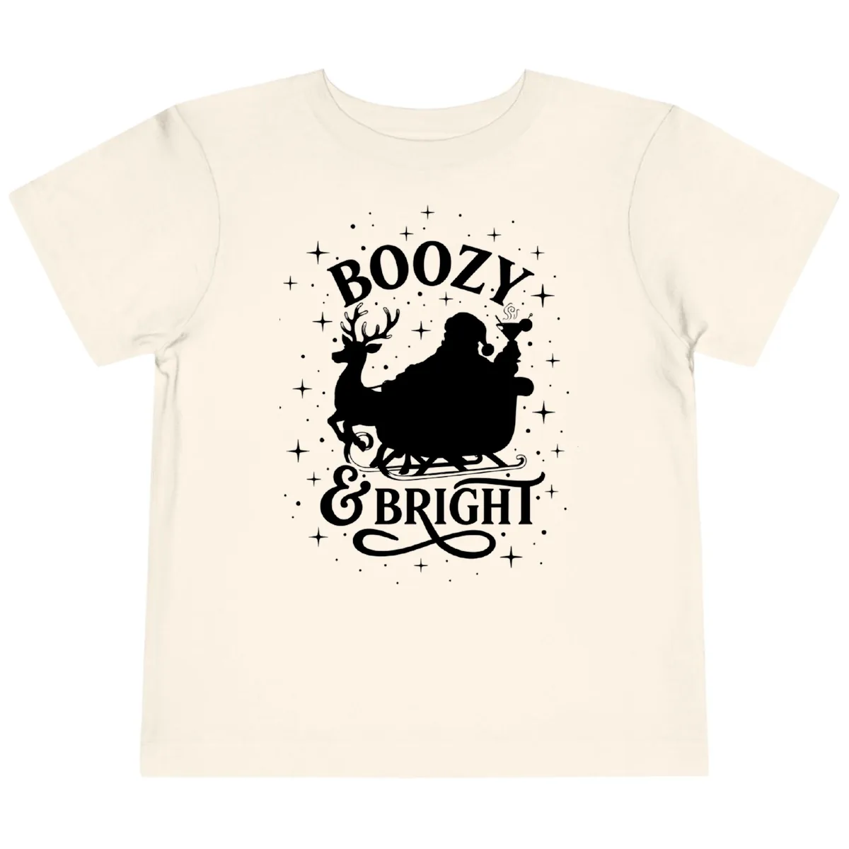 Boozy & Bright Christmas Design Toddler T-Shirt in Natural
