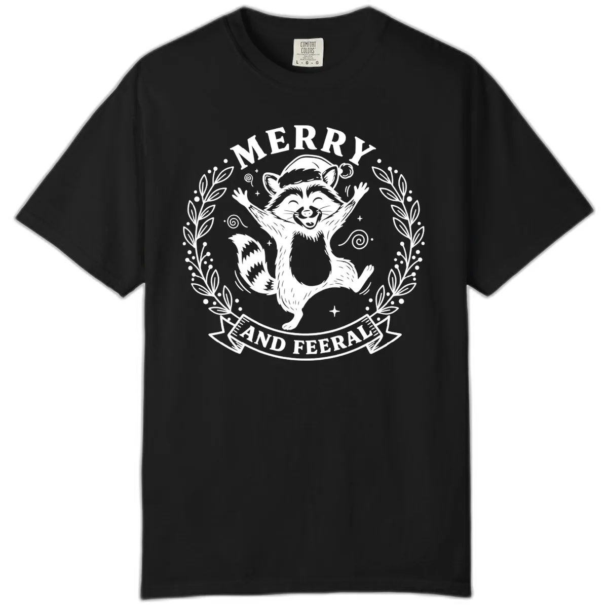 Merry And Feral Raccoon Design Comfort Color in Black