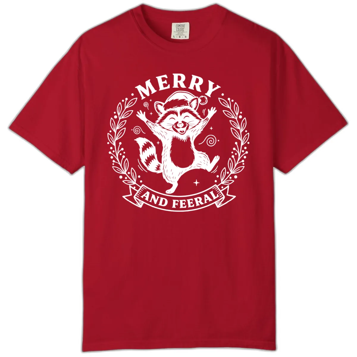 Merry And Feral Raccoon Design Comfort Color in Red