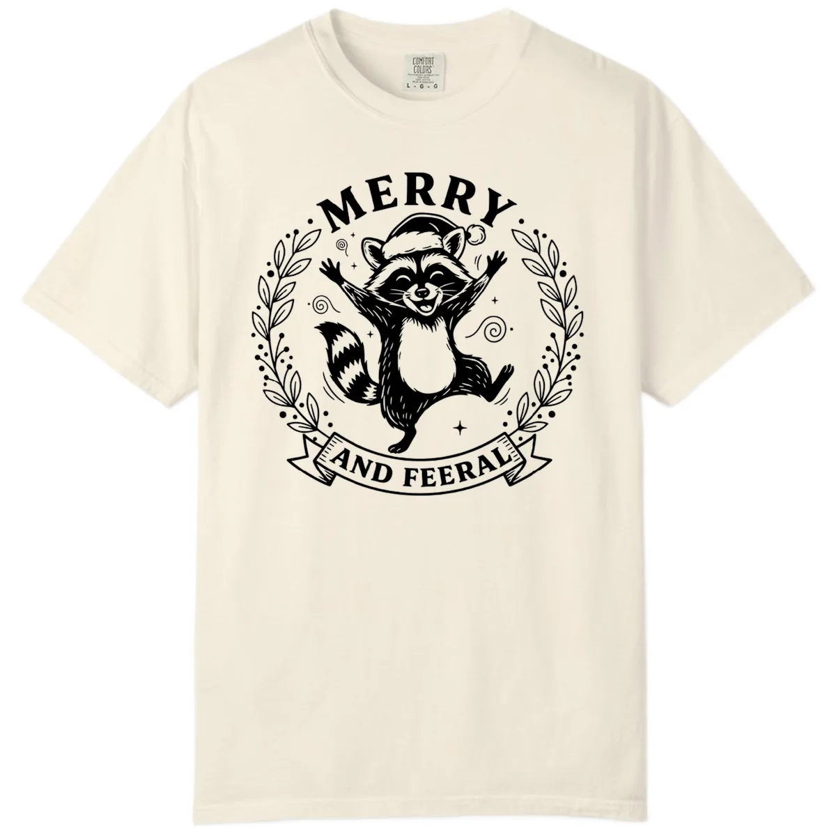 Merry And Feral Raccoon Design Comfort Color in Ivory