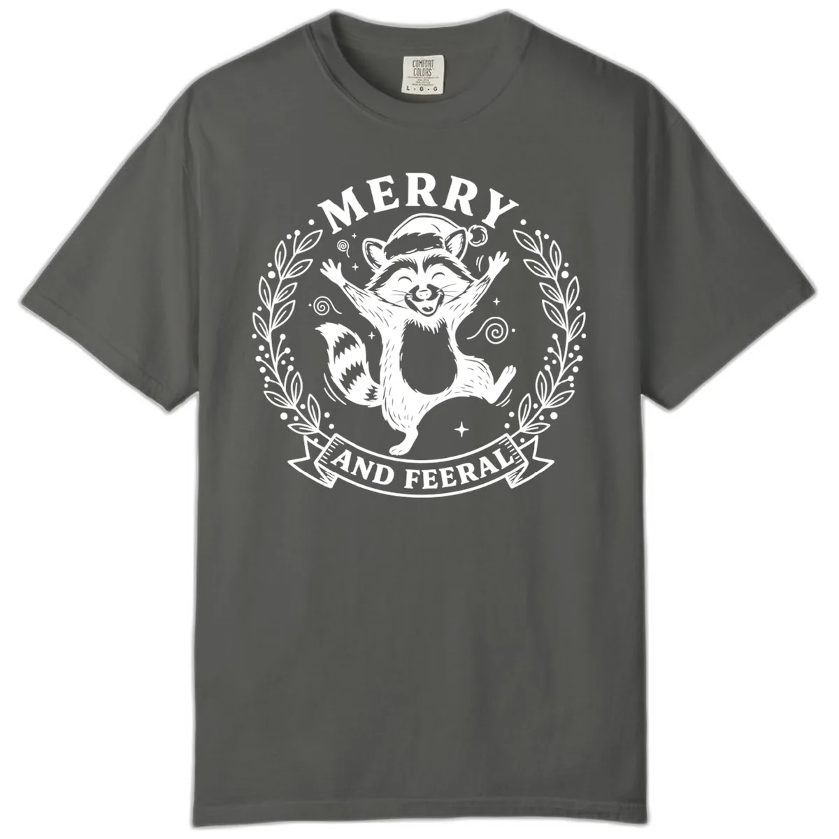 Merry And Feral Raccoon Design Comfort Color in Pepper