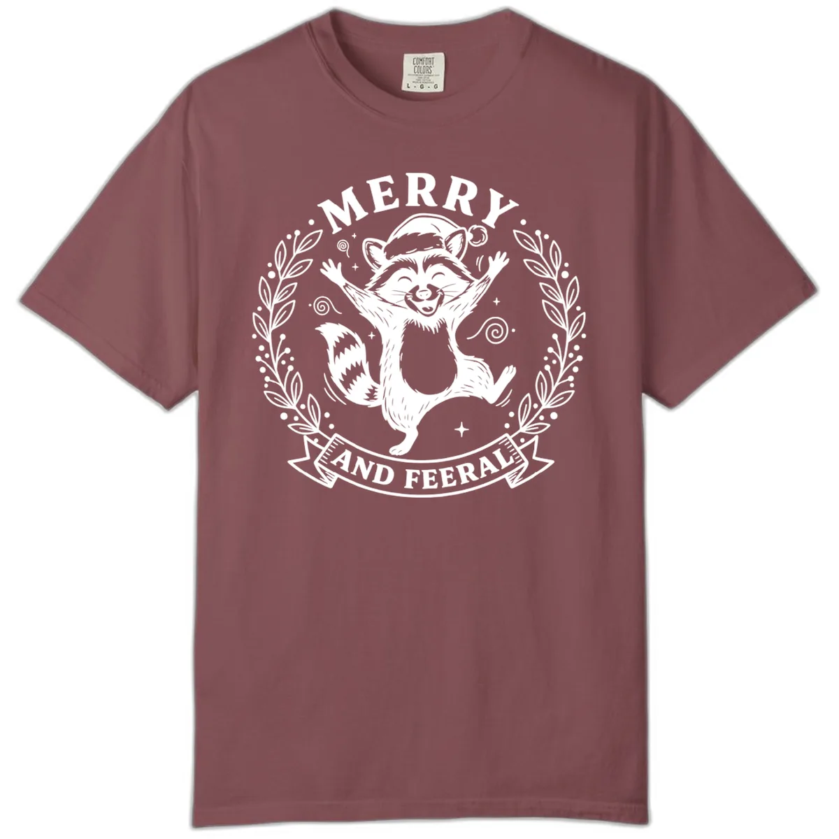 Merry And Feral Raccoon Design Comfort Color in Brick