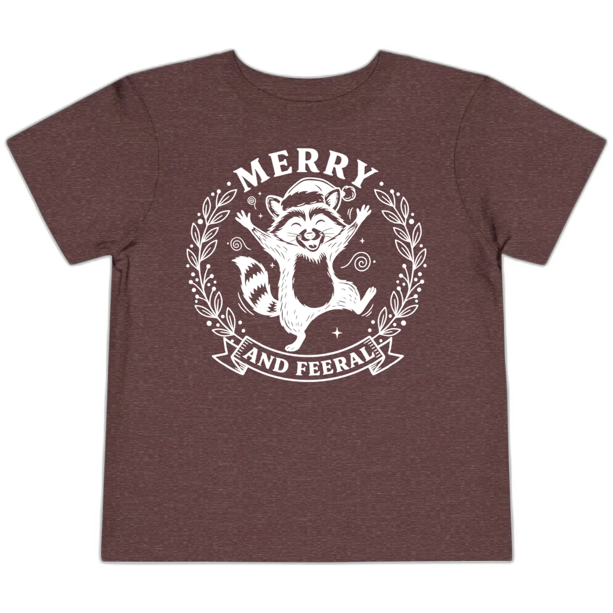 Merry And Feral Raccoon Design Toddler T-Shirt in Heather Maroon