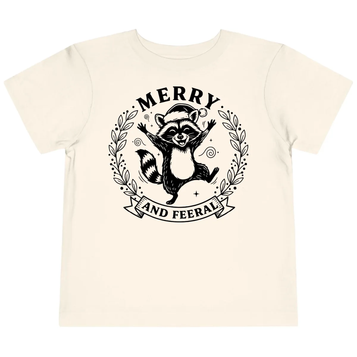 Merry And Feral Raccoon Design Toddler T-Shirt in Natural