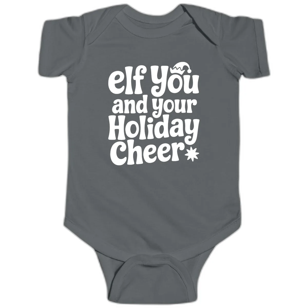 Elf You And Your Holiday Cheer Baby Onesie in Charcoal
