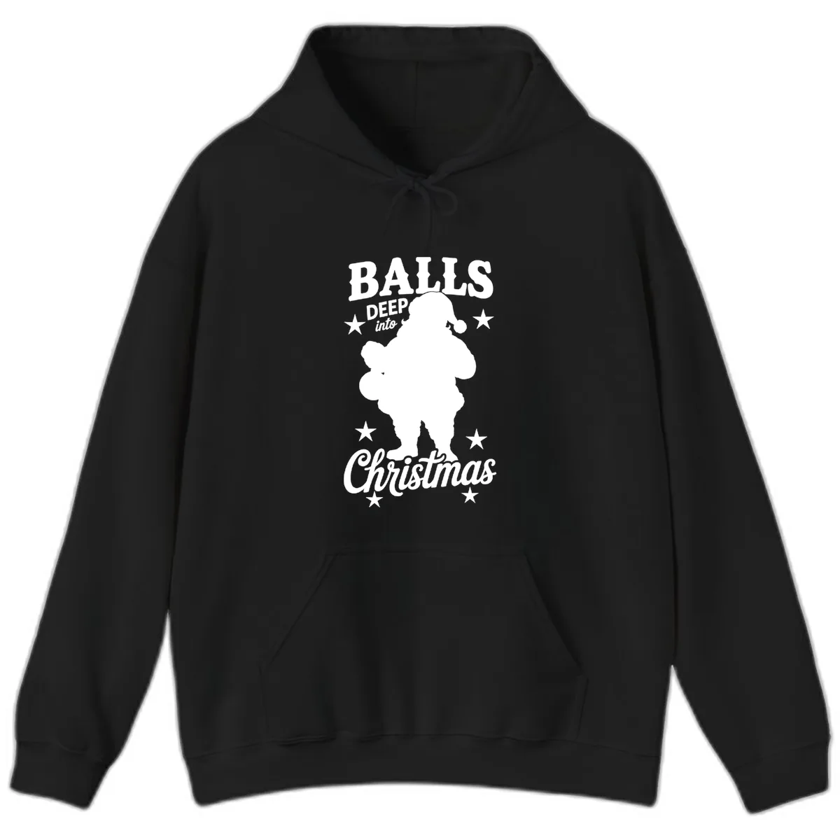 Balls Deep Into Christmas Design Hoodie in Black