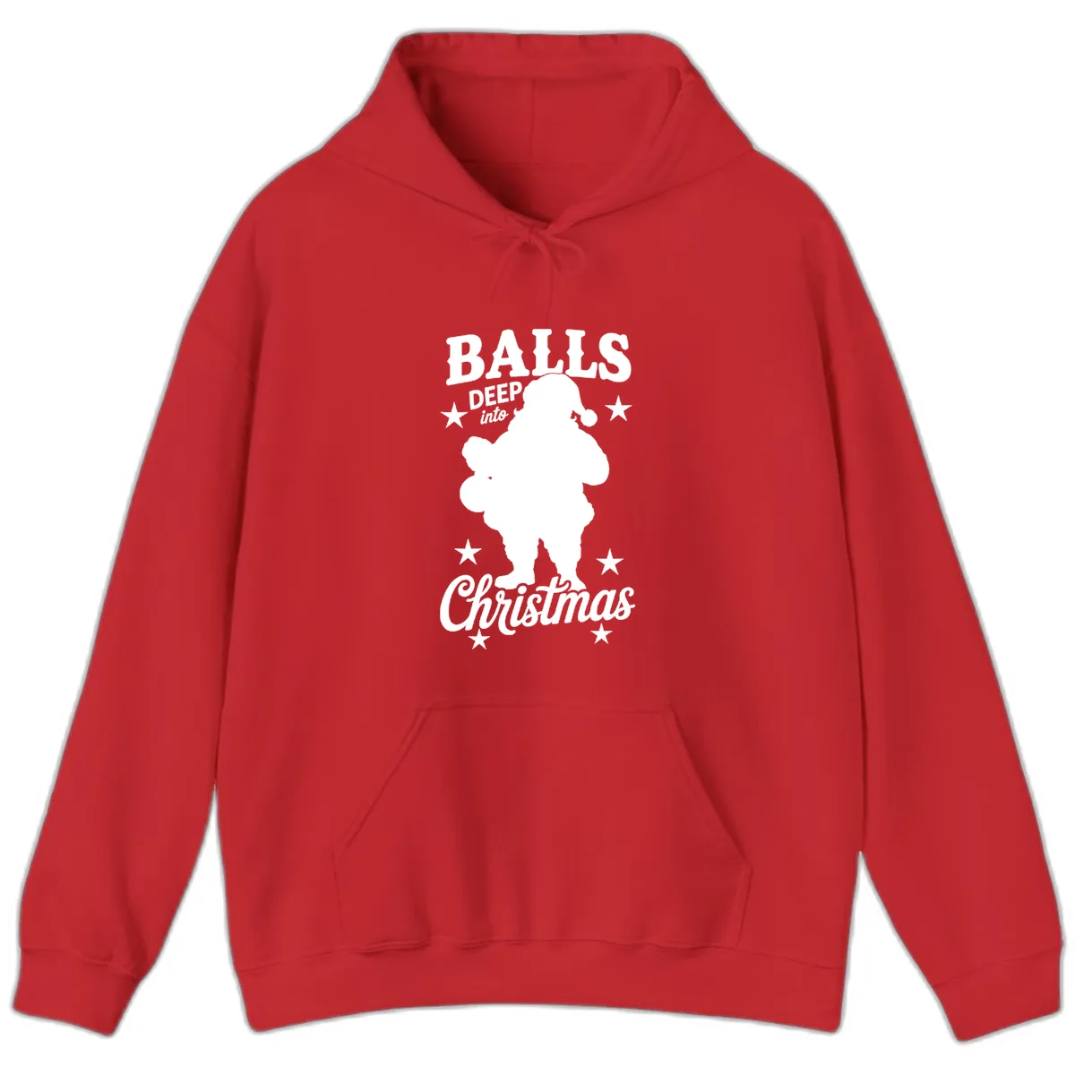 Balls Deep Into Christmas Design Hoodie in Red