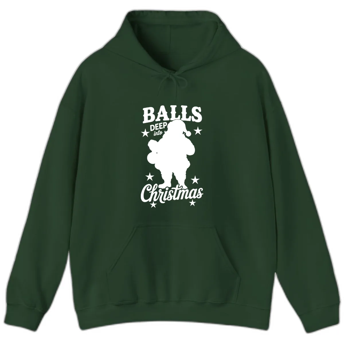 Balls Deep Into Christmas Design Hoodie in Forest Green