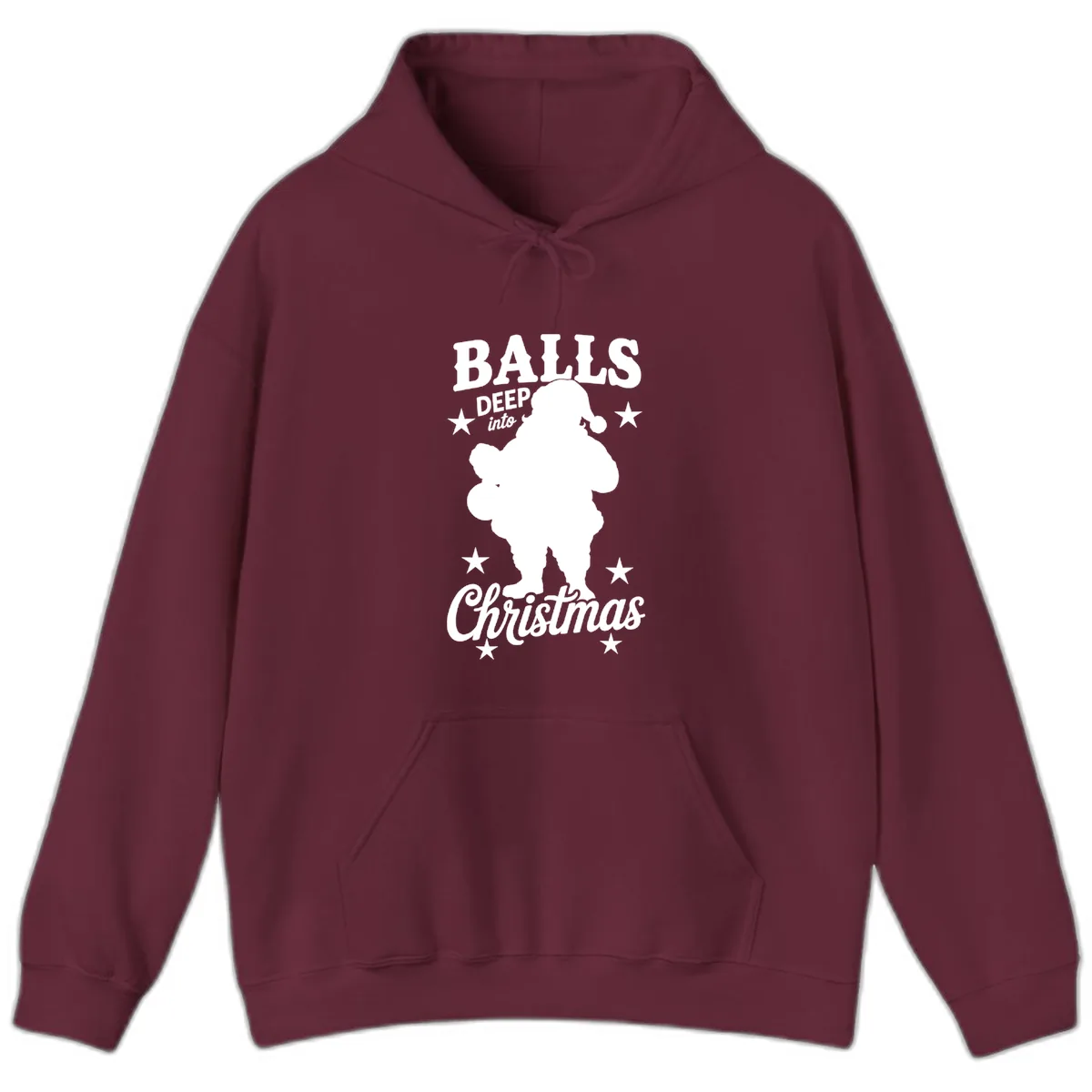 Balls Deep Into Christmas Design Hoodie in Maroon