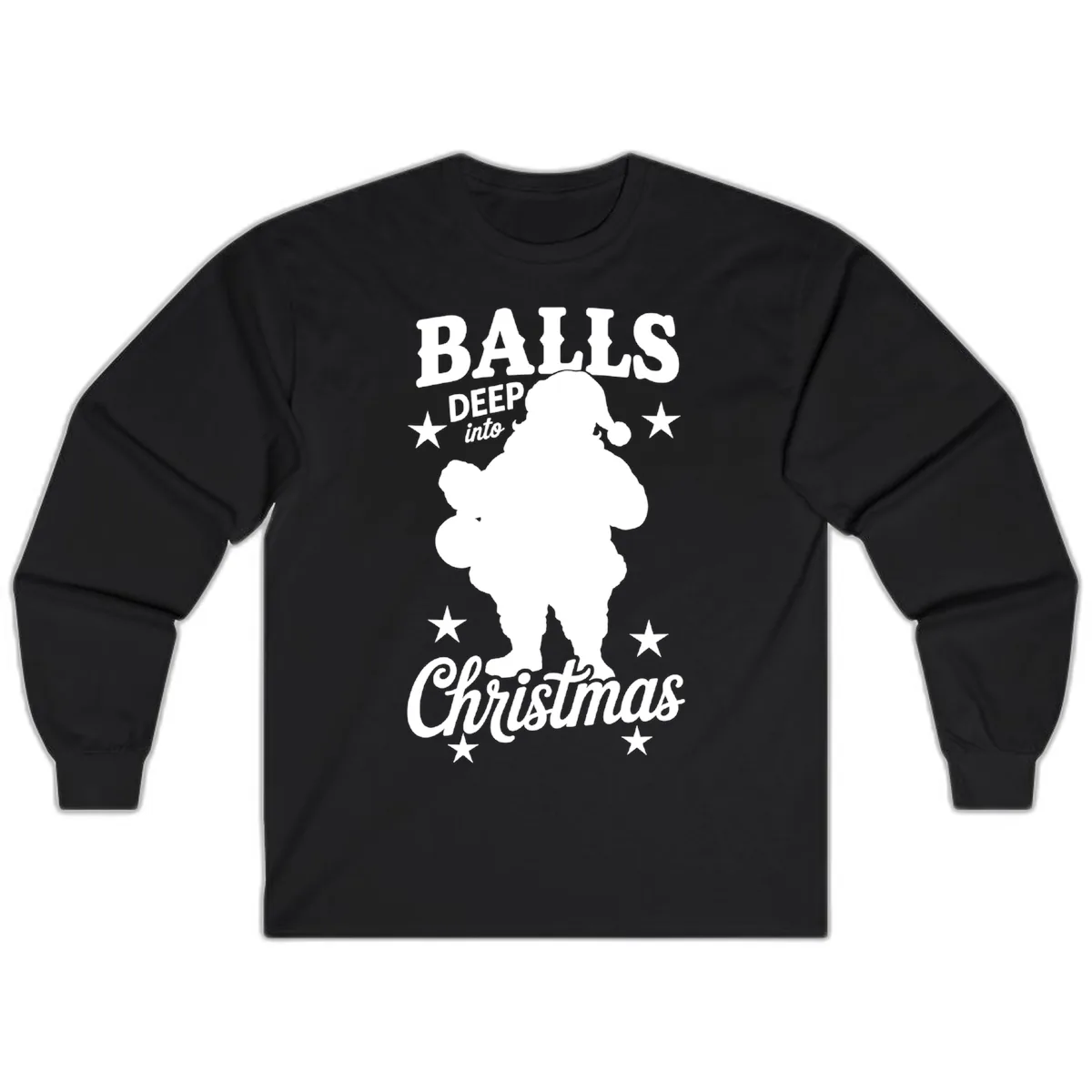 Balls Deep Into Christmas Design Long Sleeve in Black