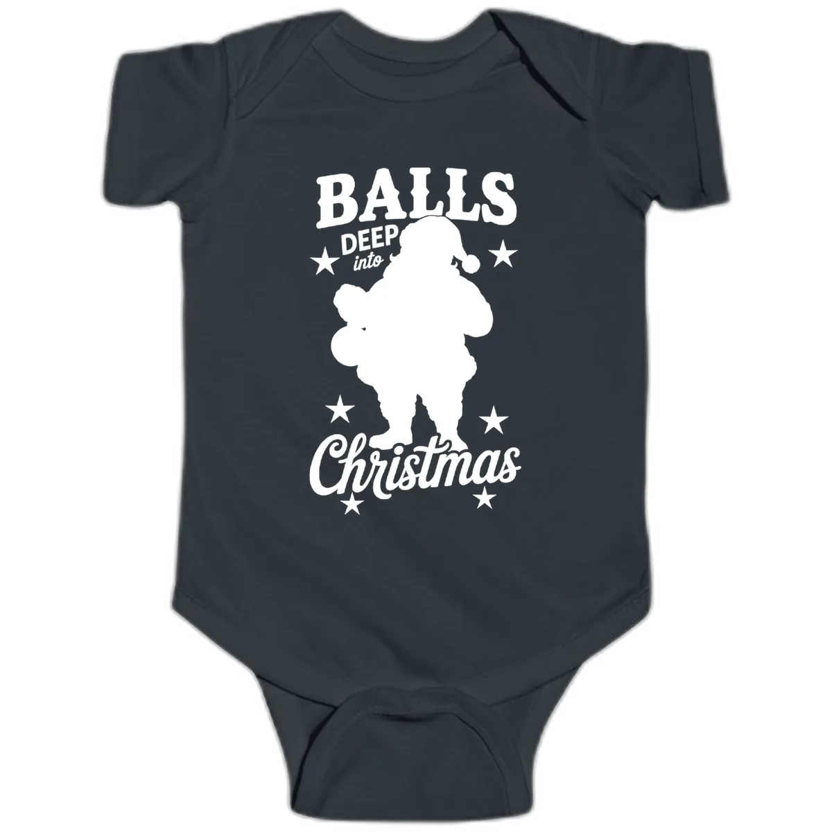 Balls Deep Into Christmas Design Baby Onesie in Black