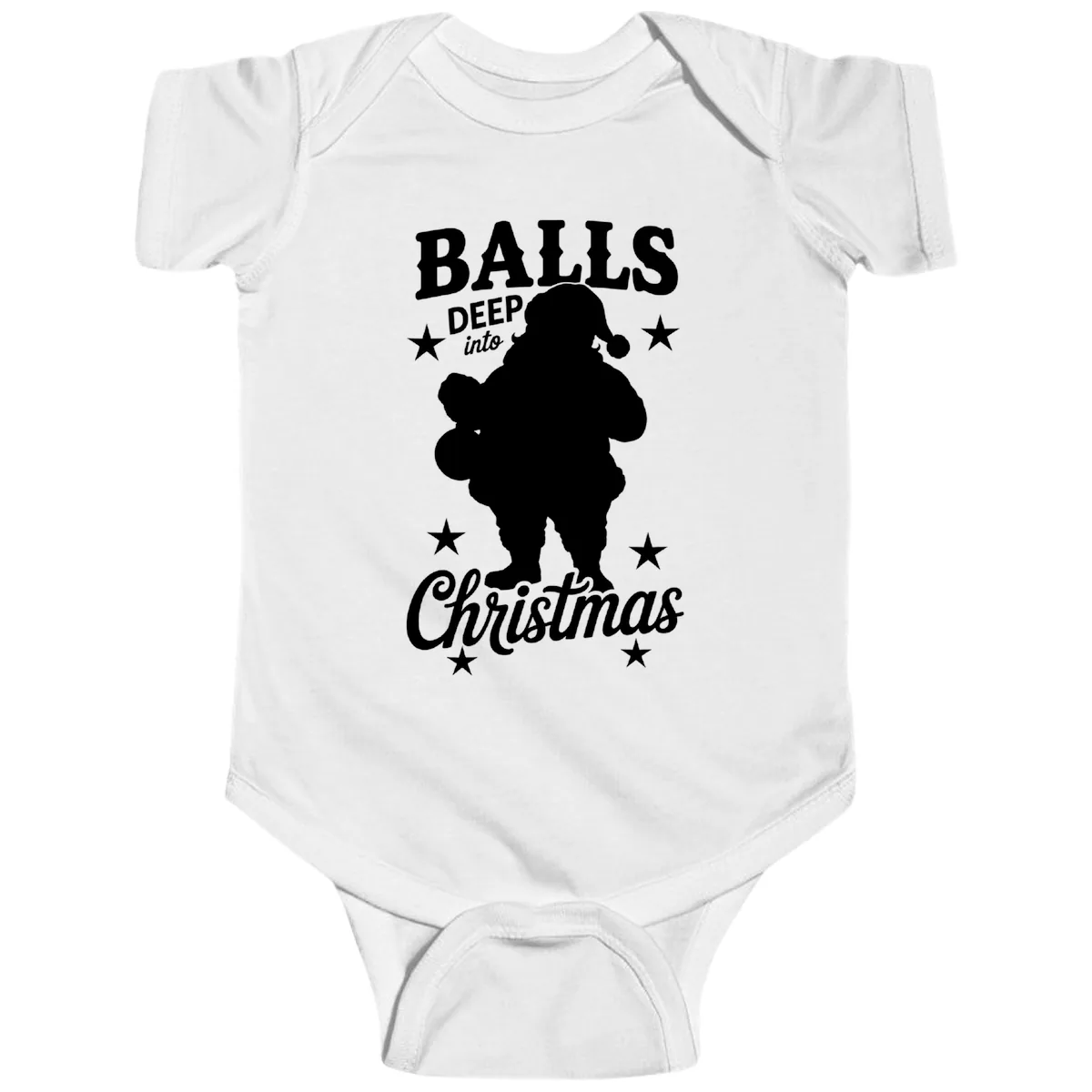 Balls Deep Into Christmas Design Baby Onesie in White