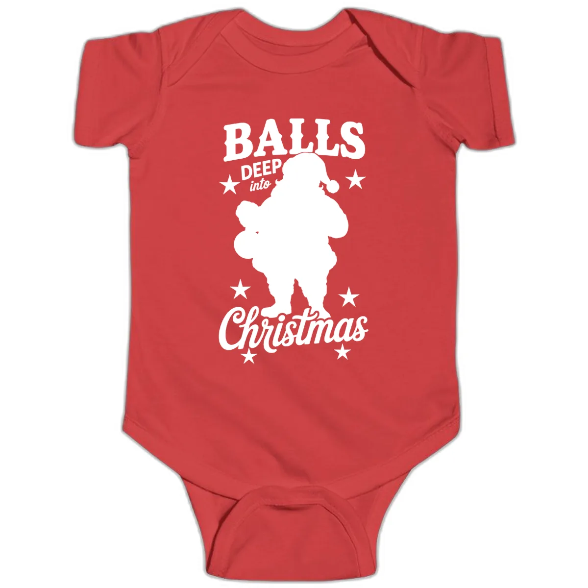 Balls Deep Into Christmas Design Baby Onesie in Red