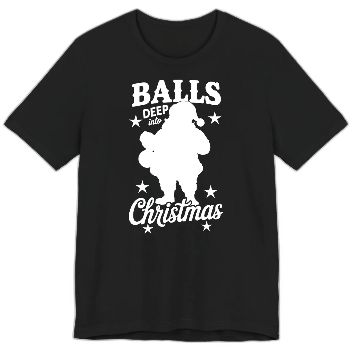 Balls Deep Into Christmas Design Premium T-Shirt in Black