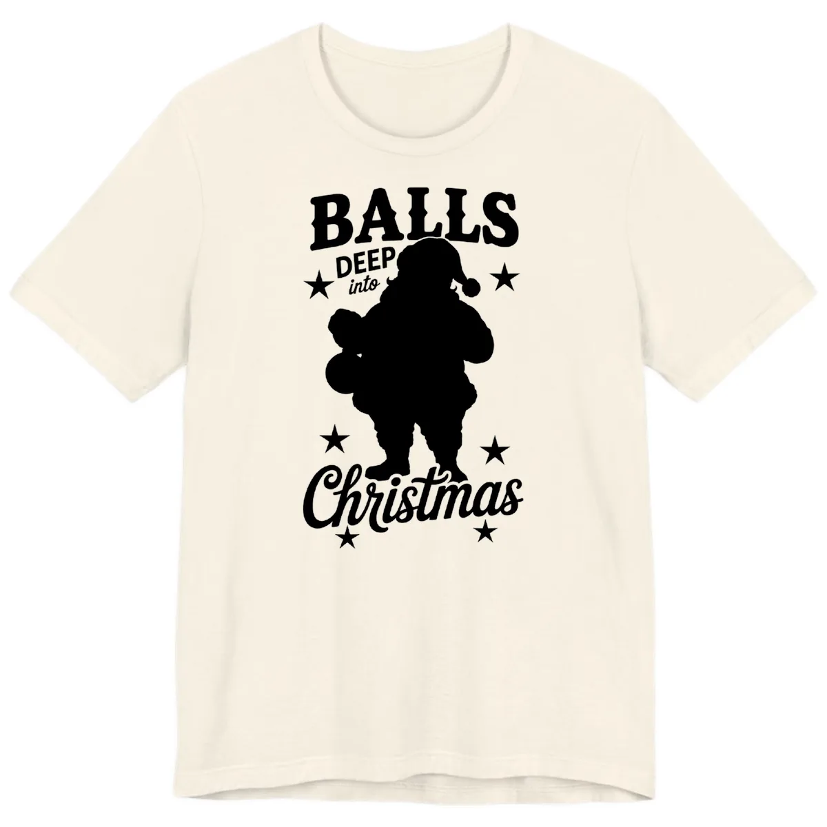 Balls Deep Into Christmas Design Premium T-Shirt in Natural