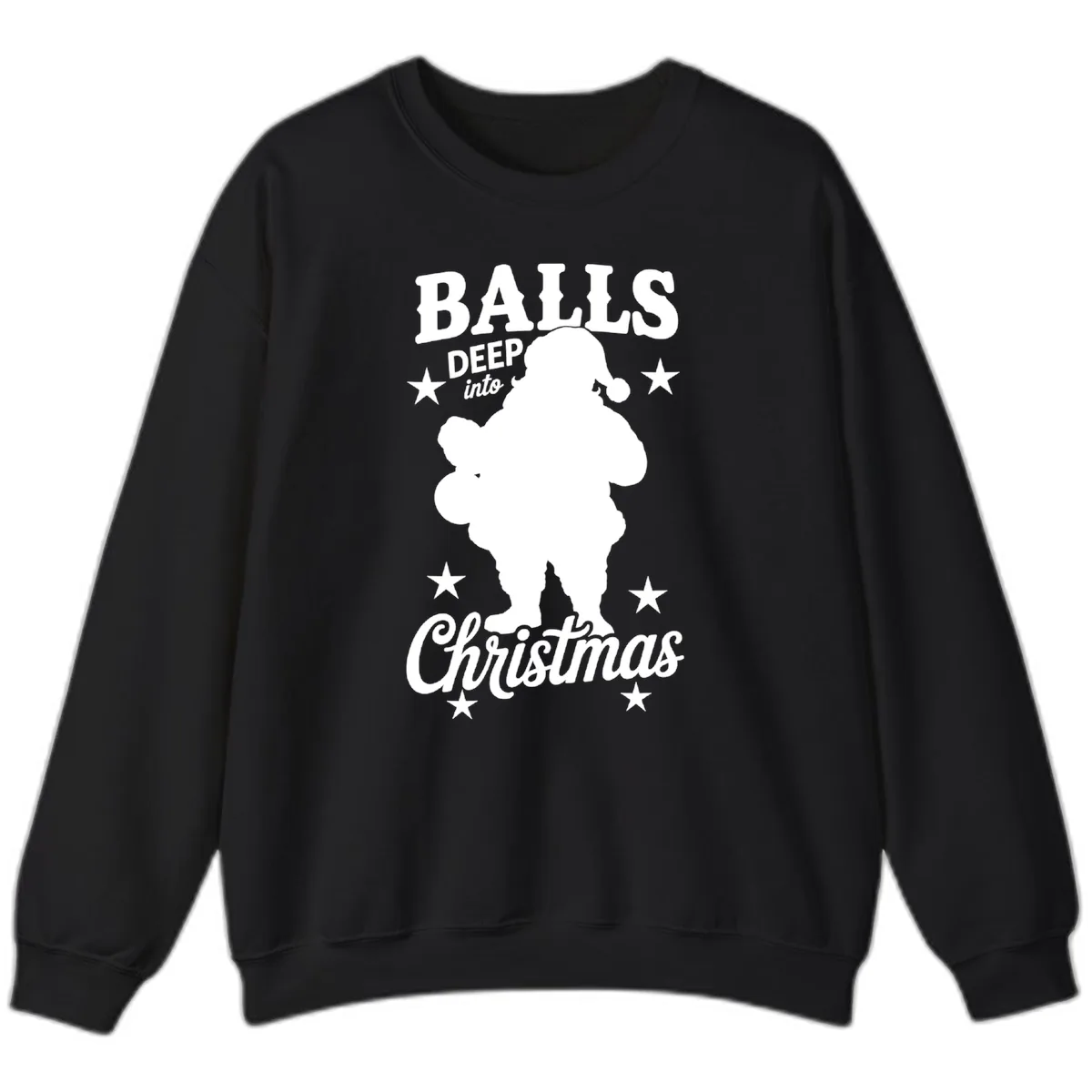 Balls Deep Into Christmas Design Sweatshirt in Black
