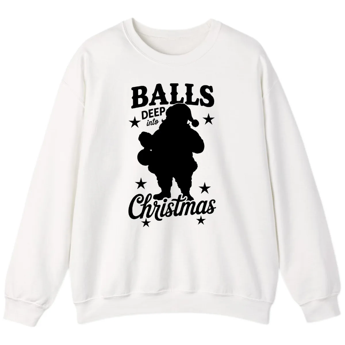 Balls Deep Into Christmas Design Sweatshirt in White