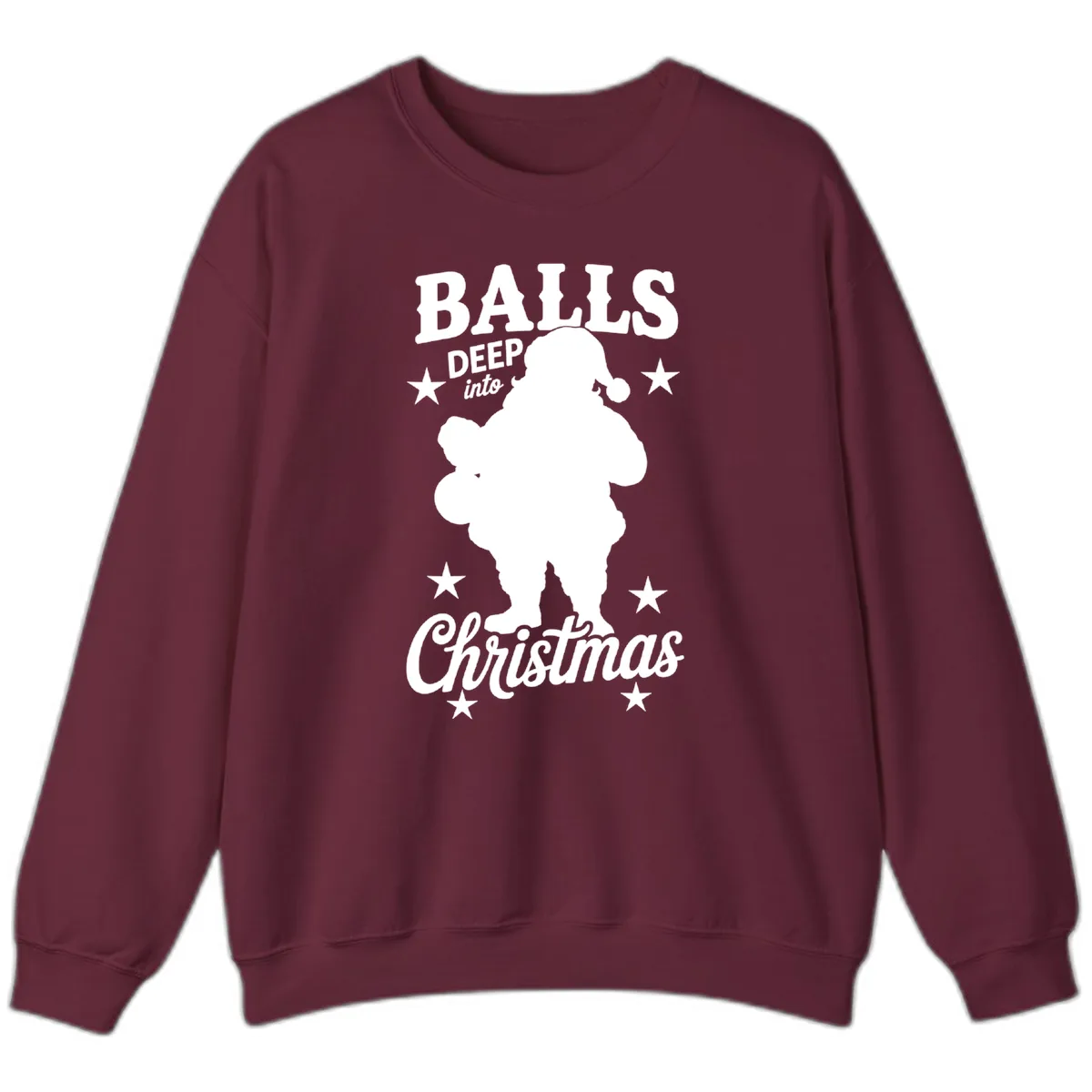 Balls Deep Into Christmas Design Sweatshirt in Maroon
