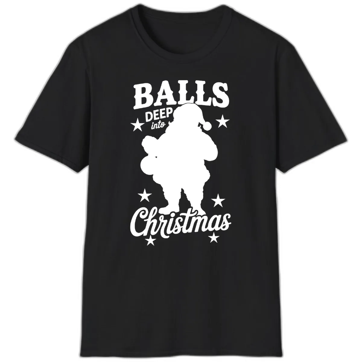 Balls Deep Into Christmas Design T-Shirt in Black