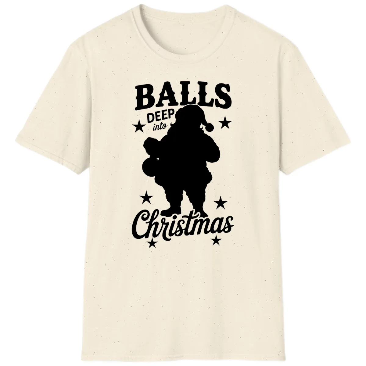 Balls Deep Into Christmas Design T-Shirt in Natural