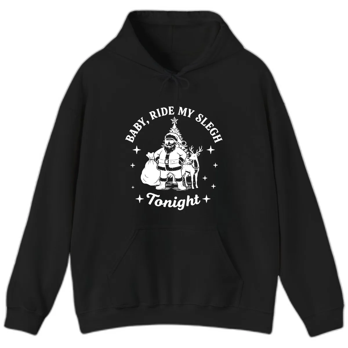 Baby, Ride My Sleigh Tonight Hoodie in Black