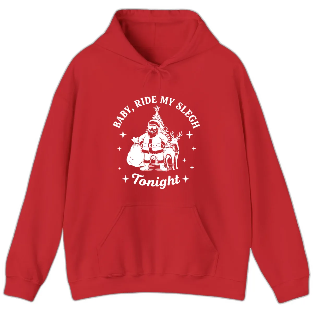 Baby, Ride My Sleigh Tonight Hoodie in Red