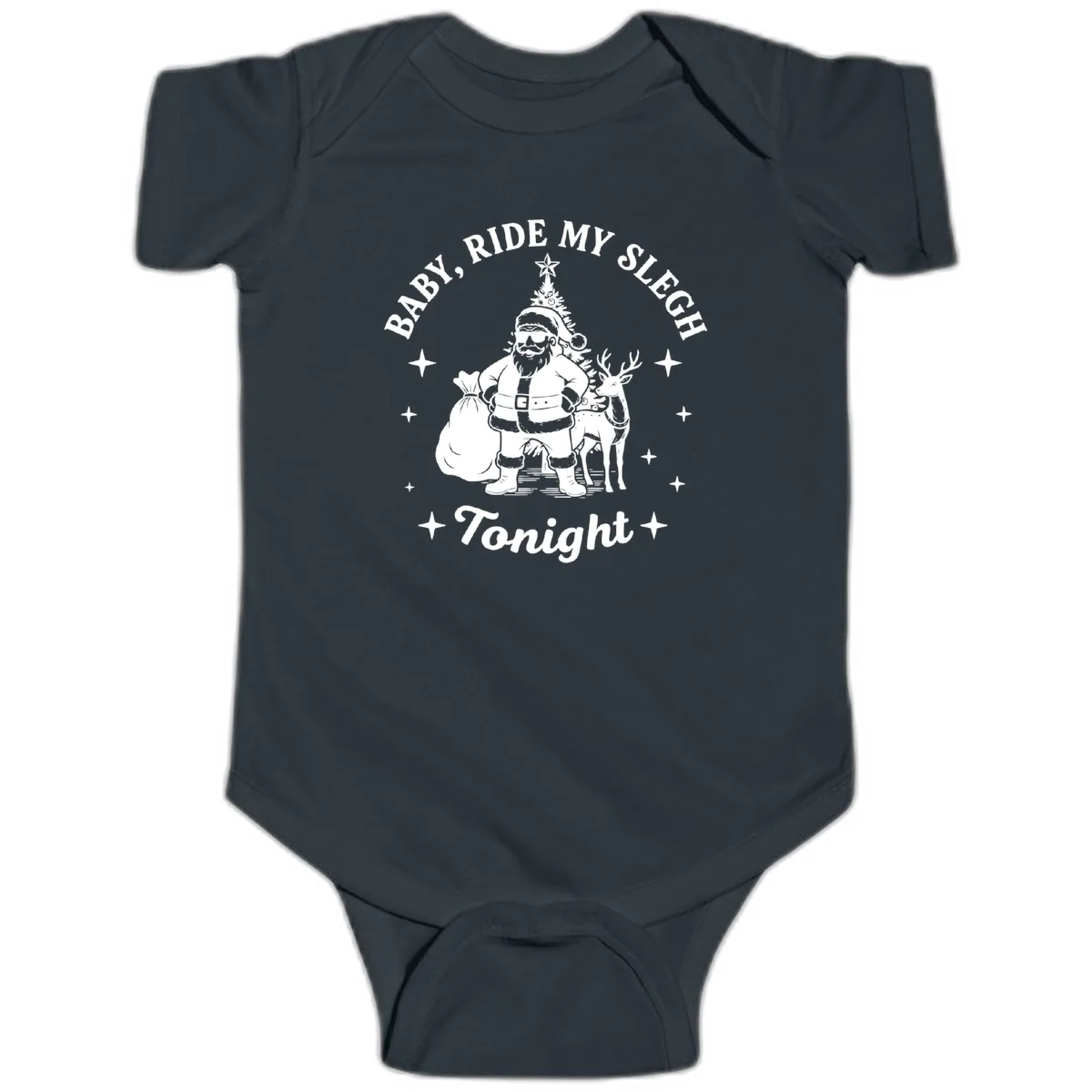 Baby, Ride My Sleigh Tonight Baby Onesie in Black