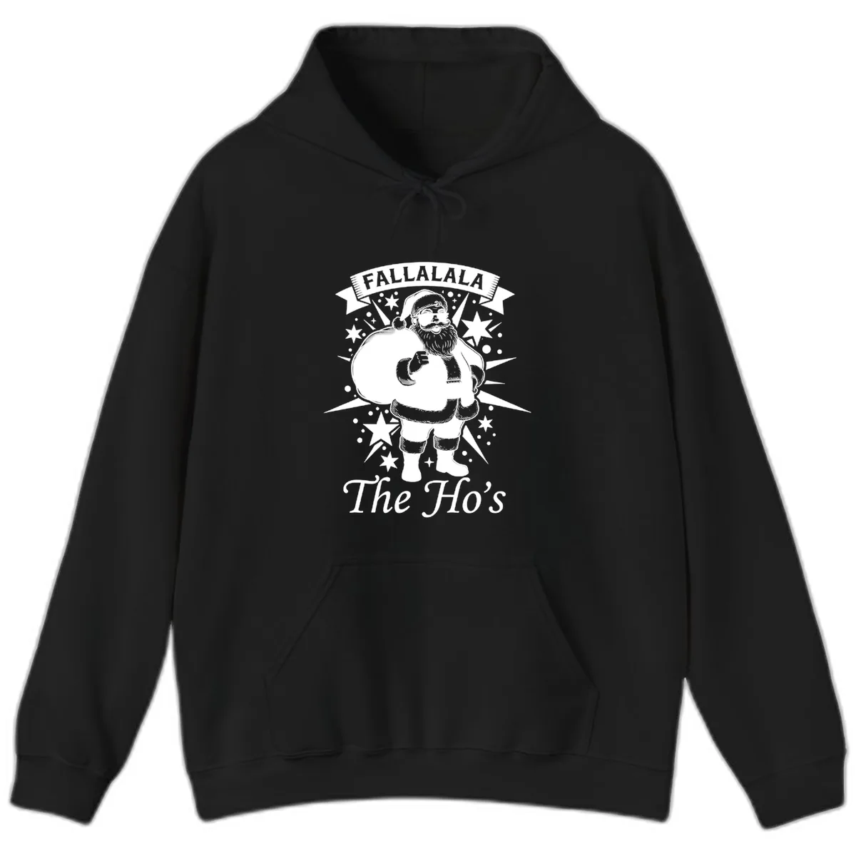Fallalala The Ho's Santa Hoodie in Black