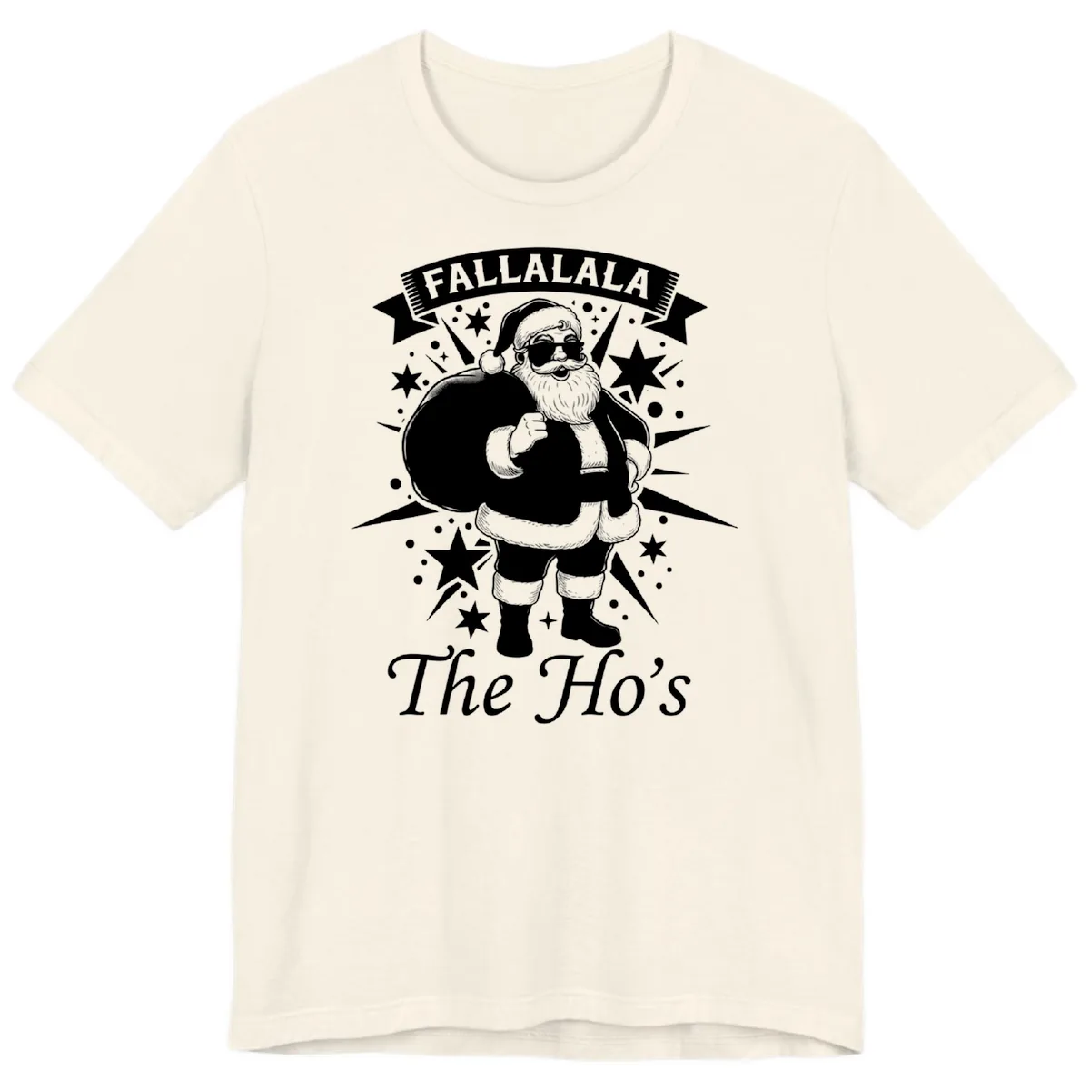 Fallalala The Ho's Santa Premium T-Shirt in Natural