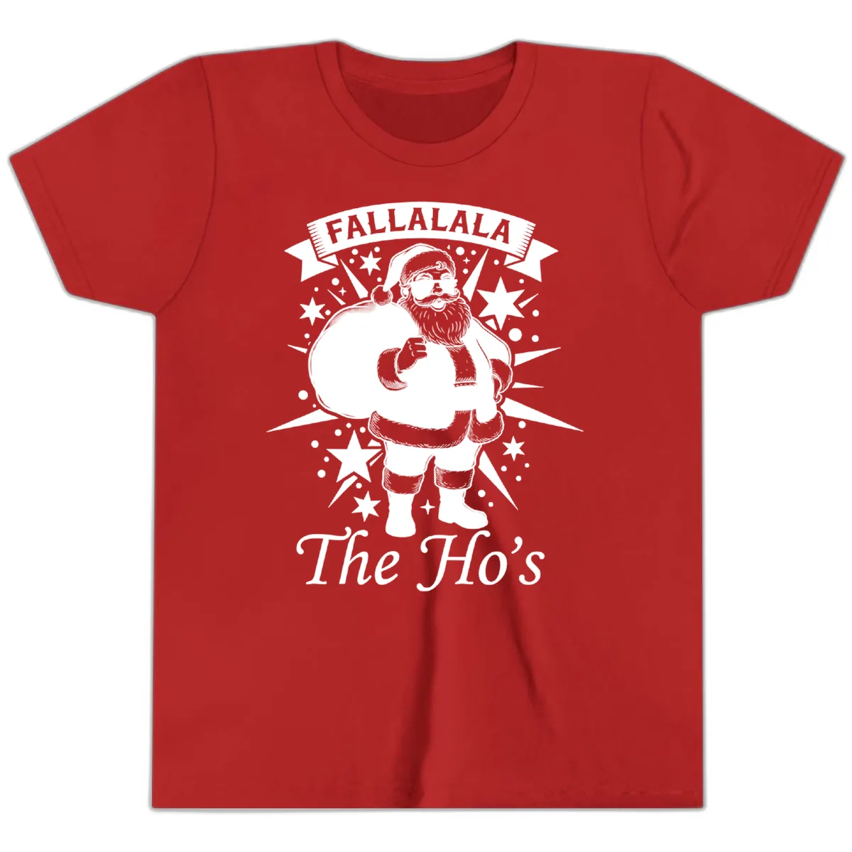 Fallalala The Ho's Santa Youth T-Shirt in Red