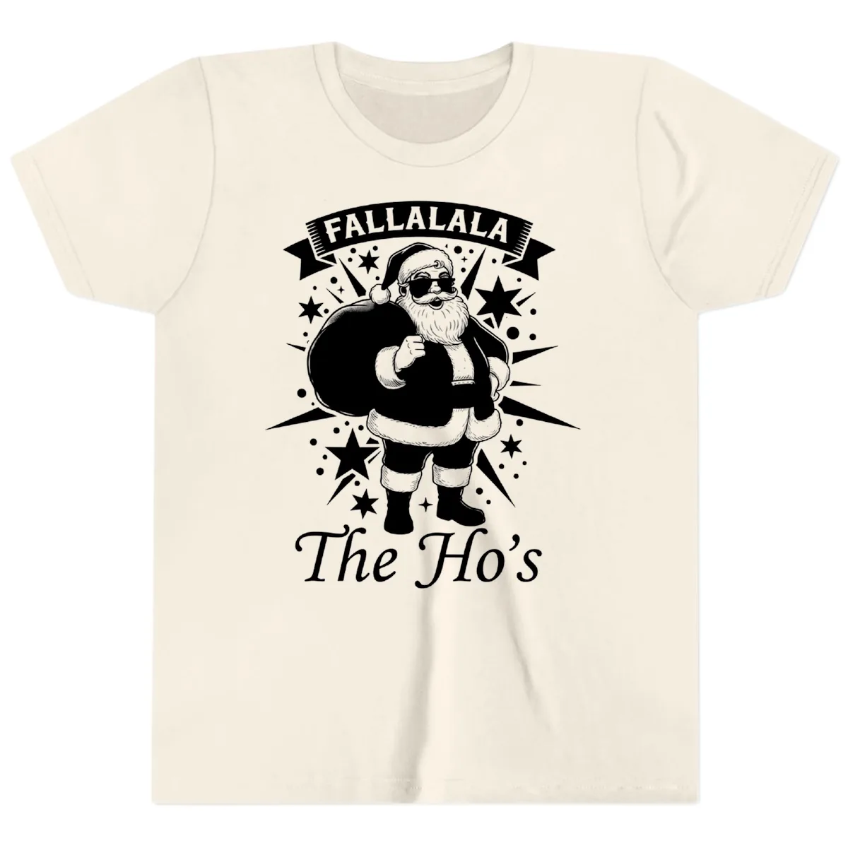 Fallalala The Ho's Santa Youth T-Shirt in Natural