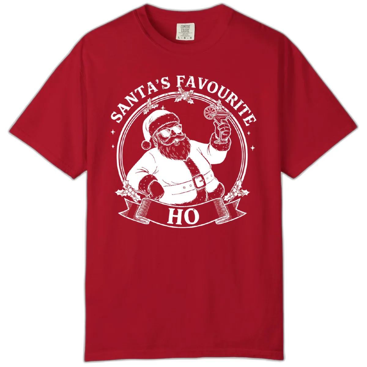 Santa's Favorite Cocktail Drinker Comfort Color in Red