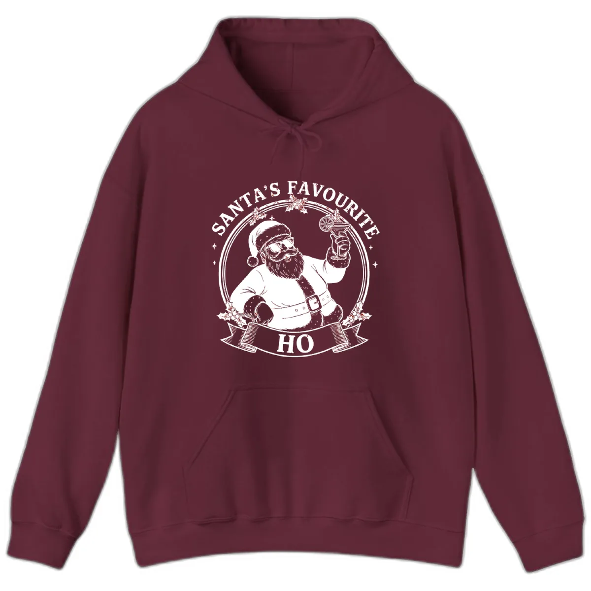 Santa's Favorite Cocktail Drinker Hoodie in Maroon