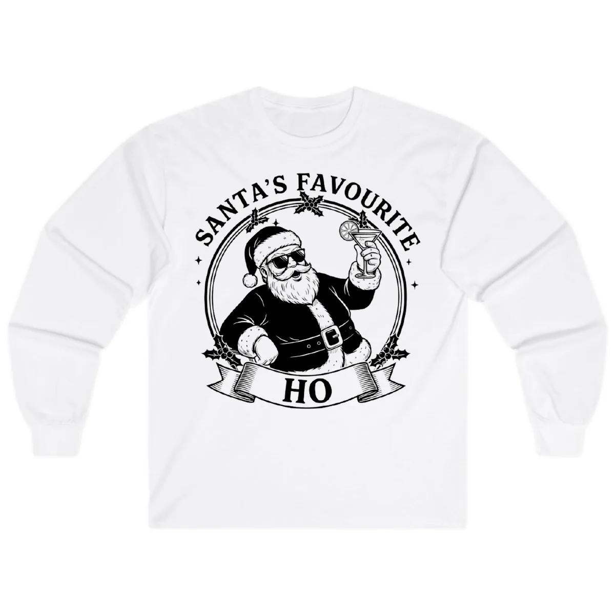 Santa's Favorite Cocktail Drinker Long Sleeve in White