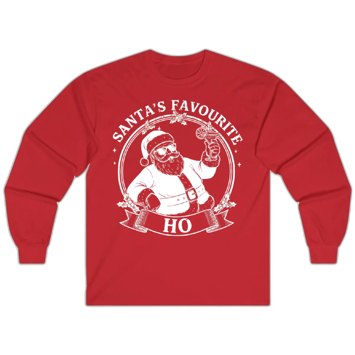 Santa's Favorite Cocktail Drinker Long Sleeve in Red