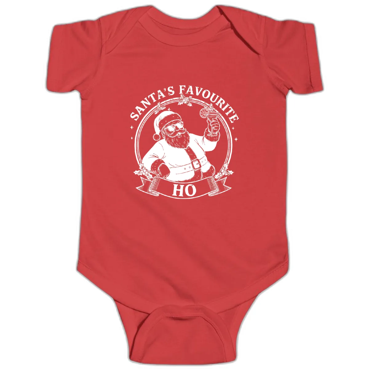 Santa's Favorite Cocktail Drinker Baby Onesie in Red