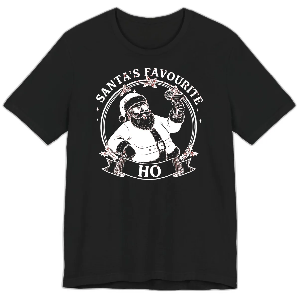 Santa's Favorite Cocktail Drinker Premium T-Shirt in Black