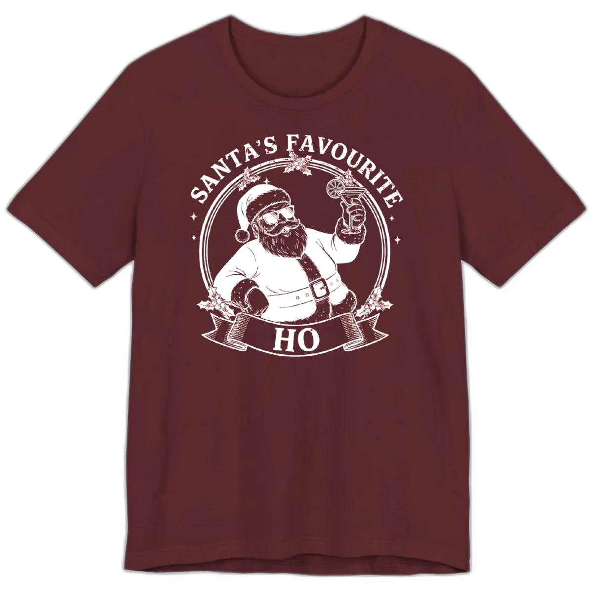 Santa's Favorite Cocktail Drinker Premium T-Shirt in Maroon