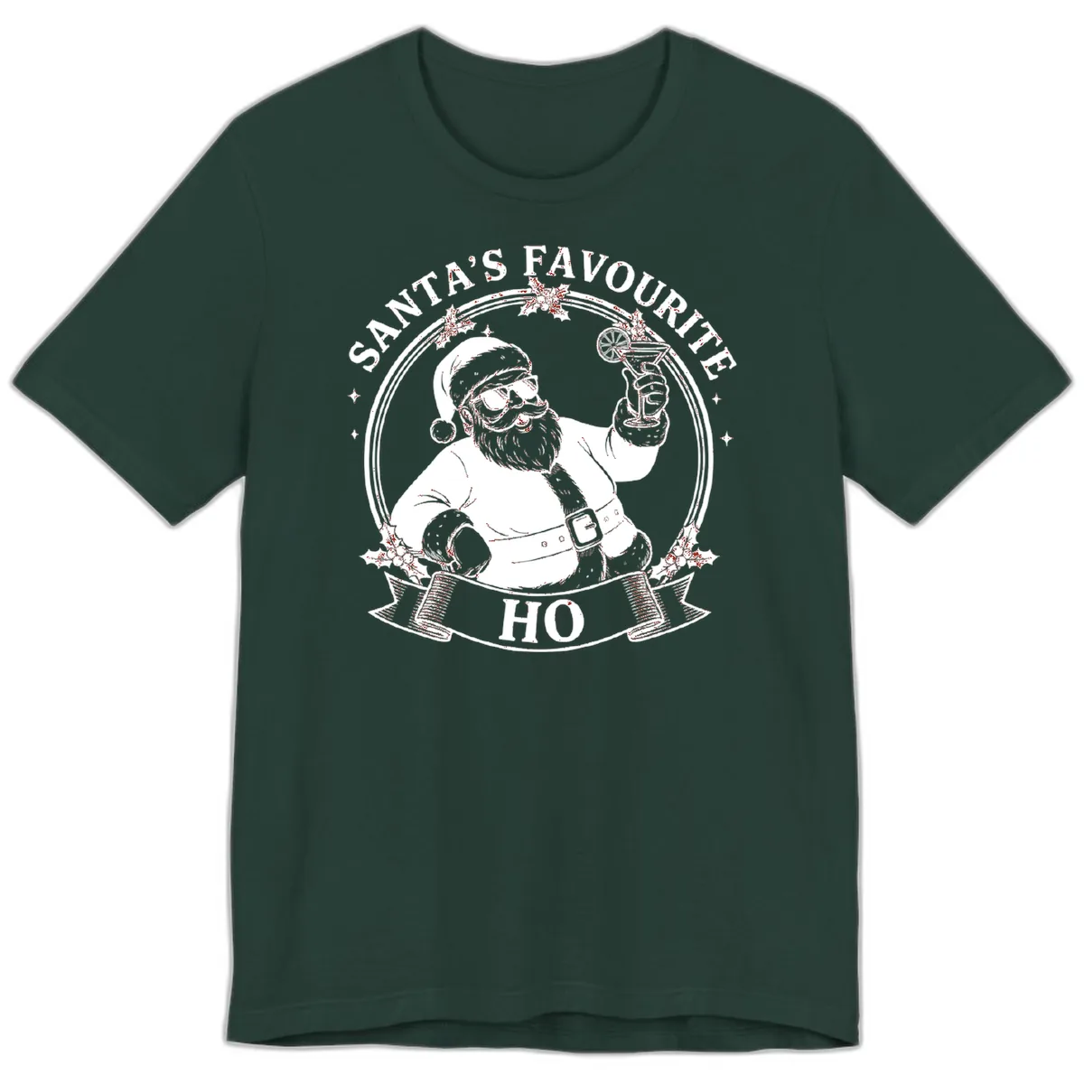 Santa's Favorite Cocktail Drinker Premium T-Shirt in Forest