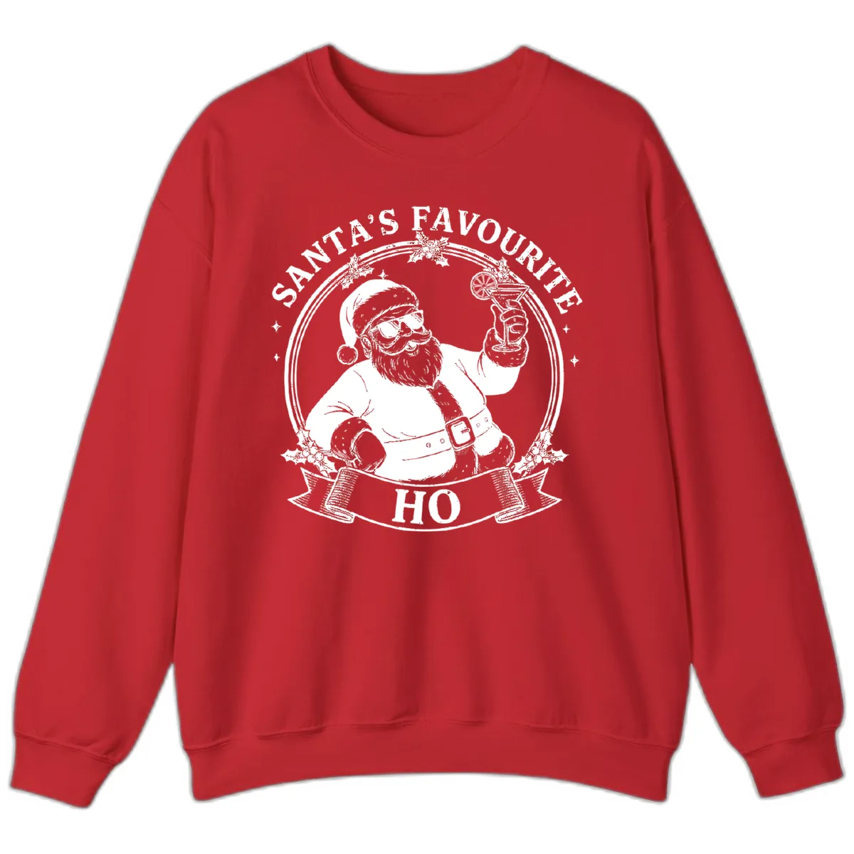 Santa's Favorite Cocktail Drinker Sweatshirt in Red