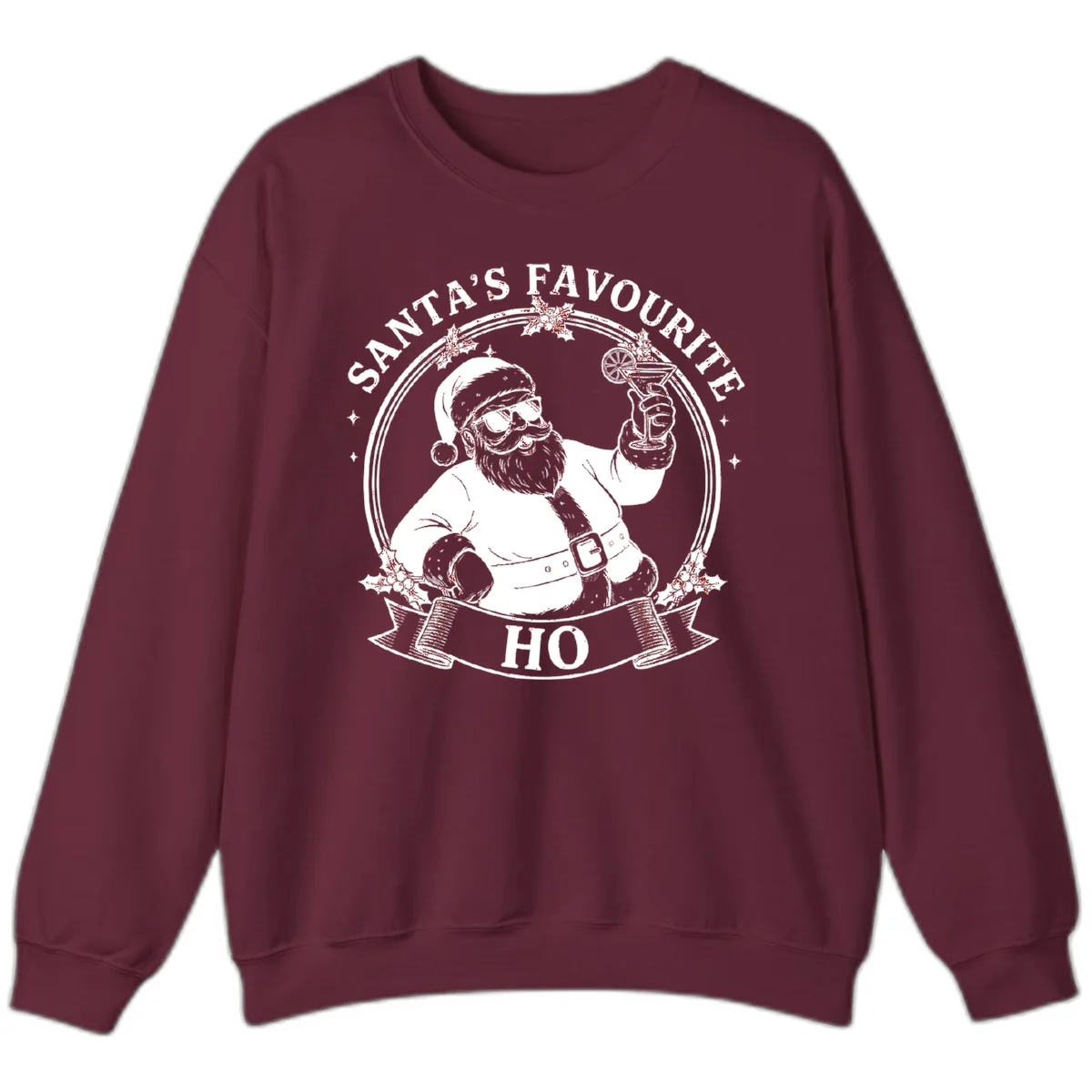 Santa's Favorite Cocktail Drinker Sweatshirt in Maroon