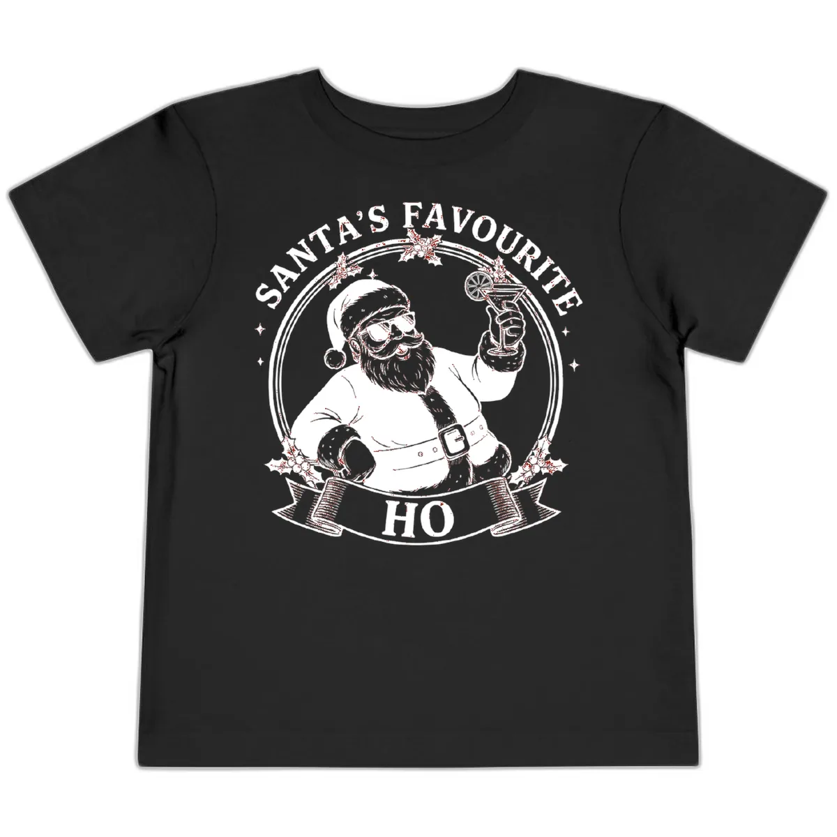 Santa's Favorite Cocktail Drinker Toddler T-Shirt in Black